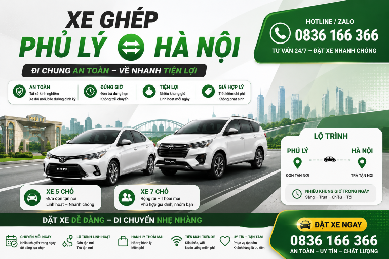 Xe Ghép Phủ Lý Hà Nội: Cách Đặt Chuyến Và Chuẩn Bị Điểm Đón 10 xe tiện chuyến hà nam